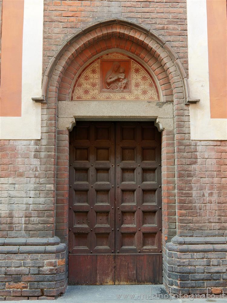 Milan (Italy) - Side door of the Church of Santa Maria del Carmine